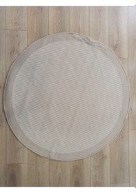 Resim Çam Halı Sisal 9327 Bej / Krem Bordürlü Daire Jüt Sisal Kilim 