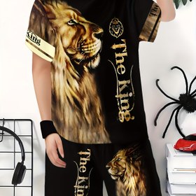 Resim Erkek Çocukları için Günlük 3D Baskılı Tişört ve Şort Takımı, Polyester, Yuvarlak Yaka, Makinede Yıkanabilir - İlkbahar/Yaz Koleksiyonu, Dış Mekanlar için Mükemmel 