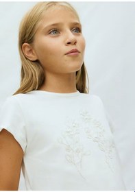 Resim Mayoral Kız Çocuk T-shirt 6002 Krem 