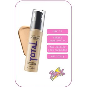 Resim Callista Total Perfecting Spf 15 Yoğun Kapatıcı Mat Bitişli Fondöten - 220 Natural Beige - Açık Bej 