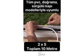 Resim Svein Premium Kapı Pencere Soğuk Toz Geçirmez İzolasyon Fitili Kendinden Yapışkanlı Isı Yalıtım 2x5=10 mt 
