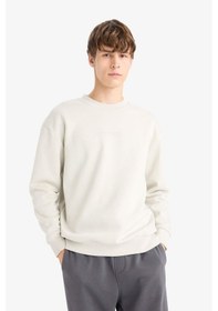 Resim Defacto Boxy Fit Bisiklet Yaka Baskılı Sweatshirt X8282az25aubg672 Bej 