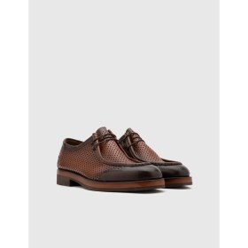 Resim Luigi Hakiki Bufalo Deri Erkek Kahverengi Oxford Ayakkabı 