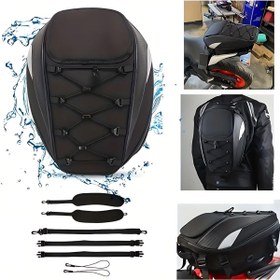 Resim Motosiklet Çanta Su Geçirmez Fonksiyonlu Sırt Eşya Kask Çantası Heybe Büyük Kapasiteli 30L-40L 