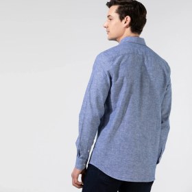 Resim Nautica Erkek Mavi Slim Fit Uzun Kollu Keten Gömlek W35000T.4ES 