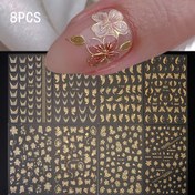 Resim Altın Simli Tırnak Sanatı Stickerları - Düzensiz Fransız Çizgileri, Kelebekler, Çiçekler & Yapraklar Tasarımlı Kendinden Yapışkanlı Dekaller Manikür Süslemesi, Manikür Geliştirme | Şık Tırnak Tasarımı | Kendinden Yapışkanlı Dekaller, Tırnak Stickerları 