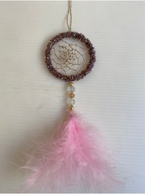 Resim EL YAPIMI Pembe Tüylü Taşlı Dikiz Aynası Süsü Bebek Süsü Hediyesi 04 