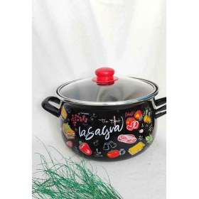 Resim Lazanya Emaye Tencere 4 Litre 22 cm Çap Süt Yoğurt Çorba Tenceresi 