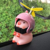 Resim Sevimli Pembe PVC Domuz Gösterge Paneli Aksesuarı, Dönen Sarı Pervane & Yıldız Deseni - Dayanıklı Araba İç Dekoru, Hayvan Tutkunları İçin Mükemmel Hediye 