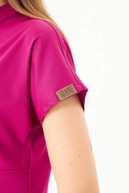 Resim Bayi | N O V A | Tek Üst Vişne Kadın Likralı Hakim Yaka Yarım Pat Çıtçıtlı Hemşire Ve Doktor Forması Scrubs - 3XL 