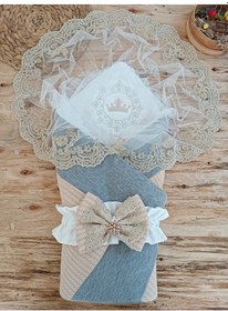 Resim Triko Przm Haki Bebek Kundağı Unisex Bebek Dış Kundak Battaniyesi Hastane Çıkışı Kundak Battaniye Sütlü Kahve 