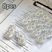 Resim 8'li Paket Şeffaf Mini Düzeltme Bandı - Not Almak, Sınavlar ve Yolda Düzenlemeler İçin Sevimli Taşınabilir Öğrenci Boyu Pürüzsüz Kayar Silgi - Cep veya Kalem Kutusuna Sığan Kompakt Tasarım, Sınav Kırtasiye, Eğlenceli Kırtasiye, Pürüzsüz Uygulama 