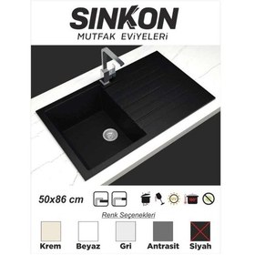 Resim Sinkon Siyah Granit Eviye 50 x 86 - Sg86 - Sinkon 