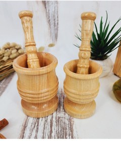 Resim El Yapımı Ahşap Ağaç Havan Sarımsak Döveceği Lüx 8-10 Luk 2li Set 