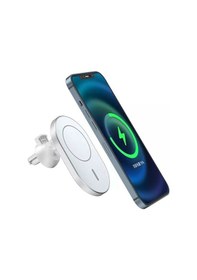 Resim Iphone 14 Serisi Uyumlu 15w Wirelles Magsafe Kablosuz Araç Içi Şarj Cihazı Hızlı Şarj Magnetic Charg Beyaz 