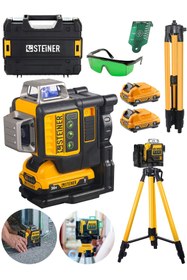 Resim STEİNER Alman 36 V 5 Ah Profesyonel Çift Akülü 12 Köşe 360° Otomatik Lazer Hizalama + Tripod Hediyeli 