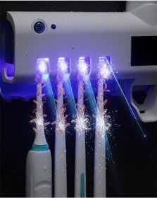 Resim Uv Sterilizasyonlu Duvara Monte Otomatik Diş Fırçası Tutucu Renkli 