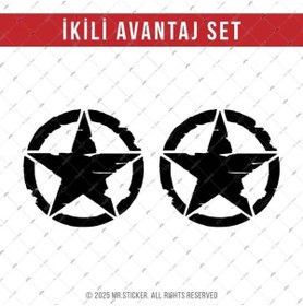 Resim Bay Etiket ARS16 Parlak Siyah Asker Yıldızı Etiketi | İkili Set 