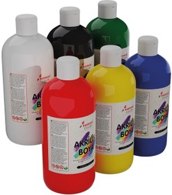 Resim Ana Renkler Akrilik Boya Seti, 6'lı Set 6x500gr Dekoratif Hobi Amaçlı Sanatsal Canlı Renkler 