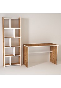 Resim Kalenderdekor1 Kalender Dekor Ellen Snow 120 Cm Çalışma Masası Takımı A.Ç.B Beyaz - Meşe 