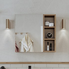 Resim Aynalı Banyo Dolabı - Lotus - 65 cm 