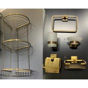 Resim Sedef Antik Eskitme Banyo Seti Köşelik Havluluk Diş Fırçalık Sabunluk Kapaklı Kağıtlık Süngerlik 