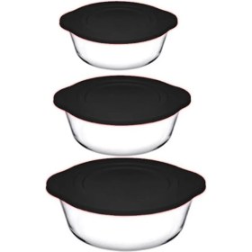 Resim 3'lü Siyah Kapaklı Borcam Saklama Kabı Seti, Pratik ve Şık Tasarım 