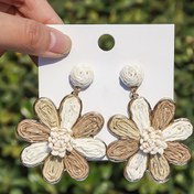 Resim Boho-Şık El Yapımı Raffia Çiçek Küpeler - Paslanmaz Çelik Çiviler, Günlük ve Tatil Kullanımı İçin Mükemmel, Bohem Tarzı, Karışık Çiçekler 
