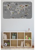 Resim Eğitici Dünya Haritası Dünya Atlası Çocuk Ve Bebek Odası Duvar Sticker-60x105-3794 - Renkli Çok Renkli 