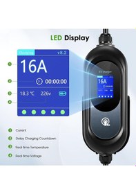 Resim Fnrıds Standlı Elektrikli Araç Şarj İstasyonu Ayarlanabilir Akım 8-16a 3,68 Kw, 6 M Dijital Ekran 