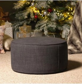 Resim Mora Modern Antrasit Yuvarlak Puf Bench Oturma Odası Yer Oturağı Koridor Minderi Gri 