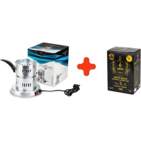 Resim Kefo Patentli Galvaniz Elektrikli Ocak + 1 kg Kefo Gold Nargile Kömürü 