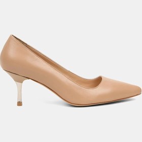 Resim Desa Kadın Ten Sivri Burunlu Deri Stiletto 