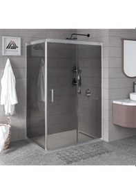 Resim Vesta D201 Dikdörtgen Duşakabin Parlak Profil Füme Cam H: 190 Cm Diğer 