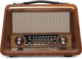 Resim Gerçek Ahşap Eskitme görünümlü Bluetooth Hoparlör Mp3 Çalar Müzik Kutusu Nostaljik Radyo 