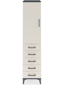 Resim Hyperion Dolap Tek Raflı 5 Çekmeceli Tek Askılı 44x44x195 Antrasit-aytaşı Antrasit 
