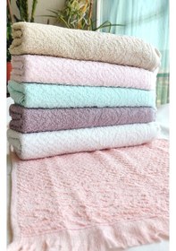 Resim 3 Ad.30x50cm.,3ad.35x60cm 6.lı "özel Hediyeli" Çeyizlik Nakışlı, Saçaklı,ponponlu Bukle Havlu Seti Pastel 