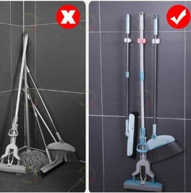 Resim Mainshop Pratik Yapışkanlı Duvar Mop Süpürge Paspas Temizlik Fırçası Tutucu Asma Askı Aparatı 6 Adet M-310 Beyaz 