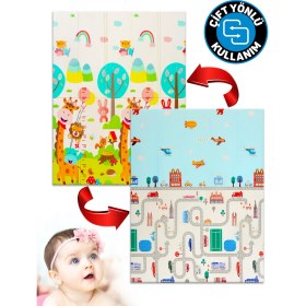 Resim Circle Toys Neşeli Zürafa + Taşıtlar , Katlanabilir Çocuk Oyun Halısı - Ekstra Large - 180X200X1 cm - Taşıma Çantası Yanında 