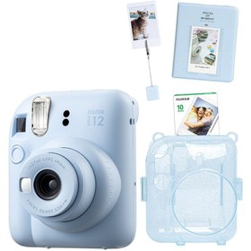 Resim Fujifilm Instax Mini 12 10 Filmli Kıskaçlı Stand-PVC Albüm ve Simli Pleksi Kılıflı Mavi Fotoğraf Mak 