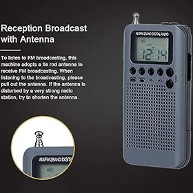 Resim Tezoon HRD-104 Taşınabilir AM/FM Stereo Radyo Cep 2-Band Dijital Ayarlama Radyo Mini Alıcı Açık Radyo w/Kulaklık İpi 1.3 inç LCD Ekran Taşınabilir AM/FM 
