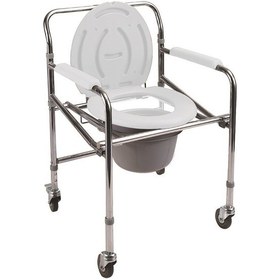 Resim Medikaltec Komot Klozetli Tekerlekli Banyo Tuvalet Arabası 