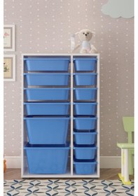 Resim Pratico Çok Amaçlı Oyuncak Dolabı 2D4K8U Mavi 14'lü Mavi 