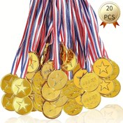 Resim 20 Adet Altın Yıldız Madalyası, Dayanıklı PP Malzeme, Spor Ödülleri, Oyun Ödülleri, Parti Hediyeleri, Etkinlik Süslemeleri, 3,81 cm Çap 