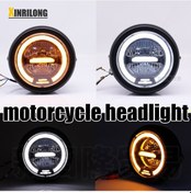 Resim Motosiklet Modifiye Far Led Gündüz Farı Far Retro Evrensel 5.75 İnç Far Beyaz Işık Kaynağı 