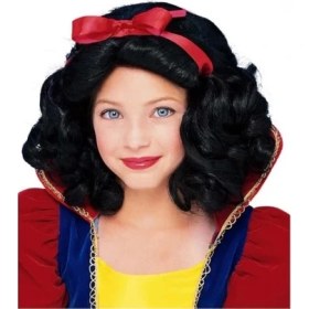 Resim Pamuk Prenses Peruğu Kırmızı Fiyonklu 