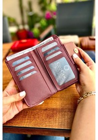Resim Lavinia Bordo Vegan Deri Kadın Cüzdan Fermuarlı Ve Mıknatıslı 16x9 Cm Bordo 