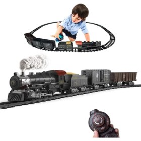 Resim Elektrikli Tren Seti ,buhar, Ses ve Işıklar, Vagonlar ve Raylar ile Uzaktan Kumandalı Tren Oyuncağı 