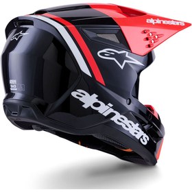 Resim Alpinestars SM3 Radium Off-Road Kaskı Siyah Kırmızı Beyaz 
