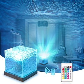 Resim AMILL 16 Renkli LED Su Dalgası Projektör Lamba - USB Güçlü ve Uzaktan Kumandalı, Romantik Yatak Odası ve Oturma Odası Dekoru için İdeal, Doğum Günleri, Sevgililer Günü ve Partiler İçin Mükemmel, Şık Projeksiyon Lamba | Plastik Yapılı, Yatak Odası Aydınlatma | Masalıktaki Lamba 